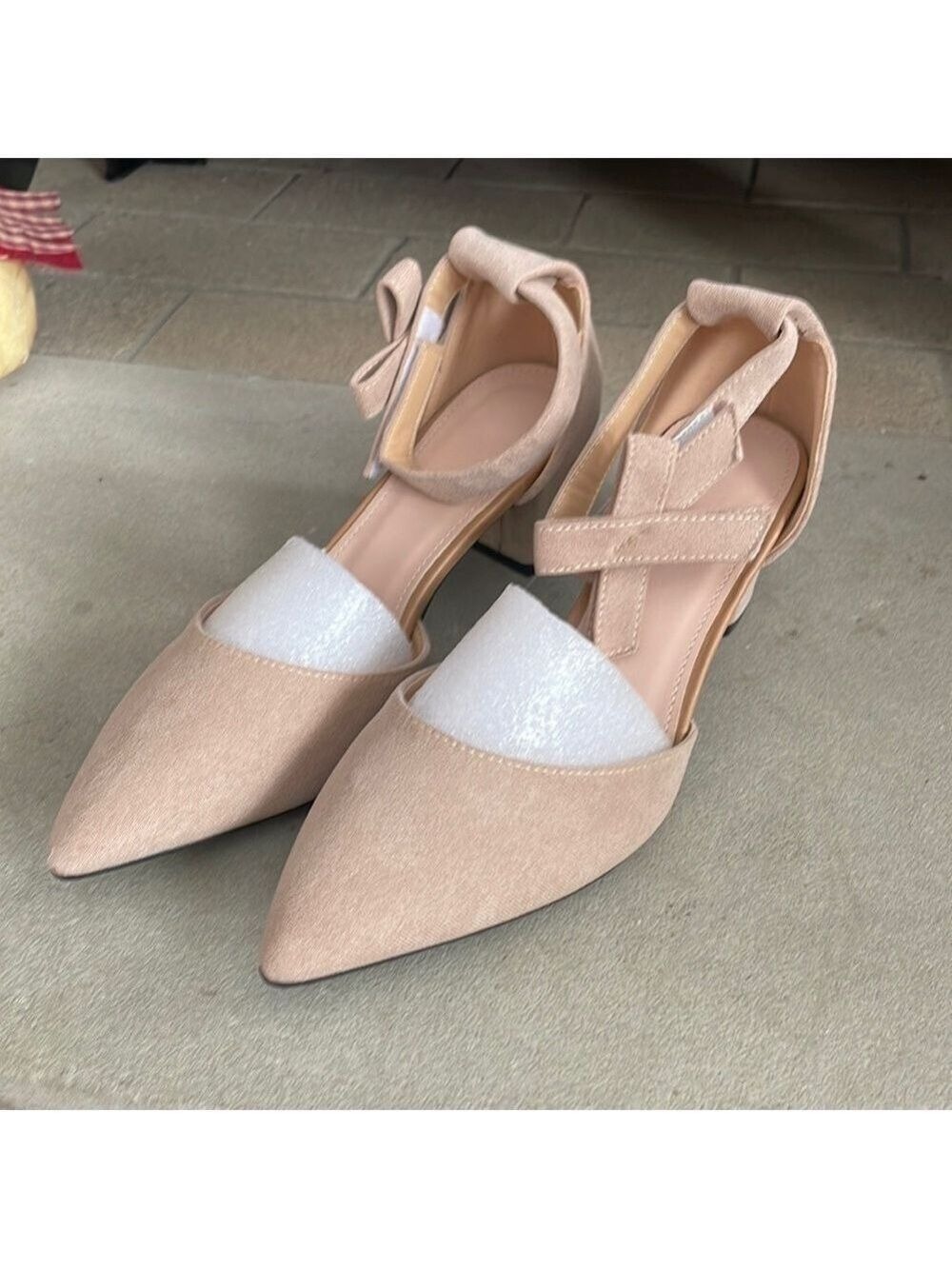 Neutral Pointed Toe Heels Faux Suede 8-8.5